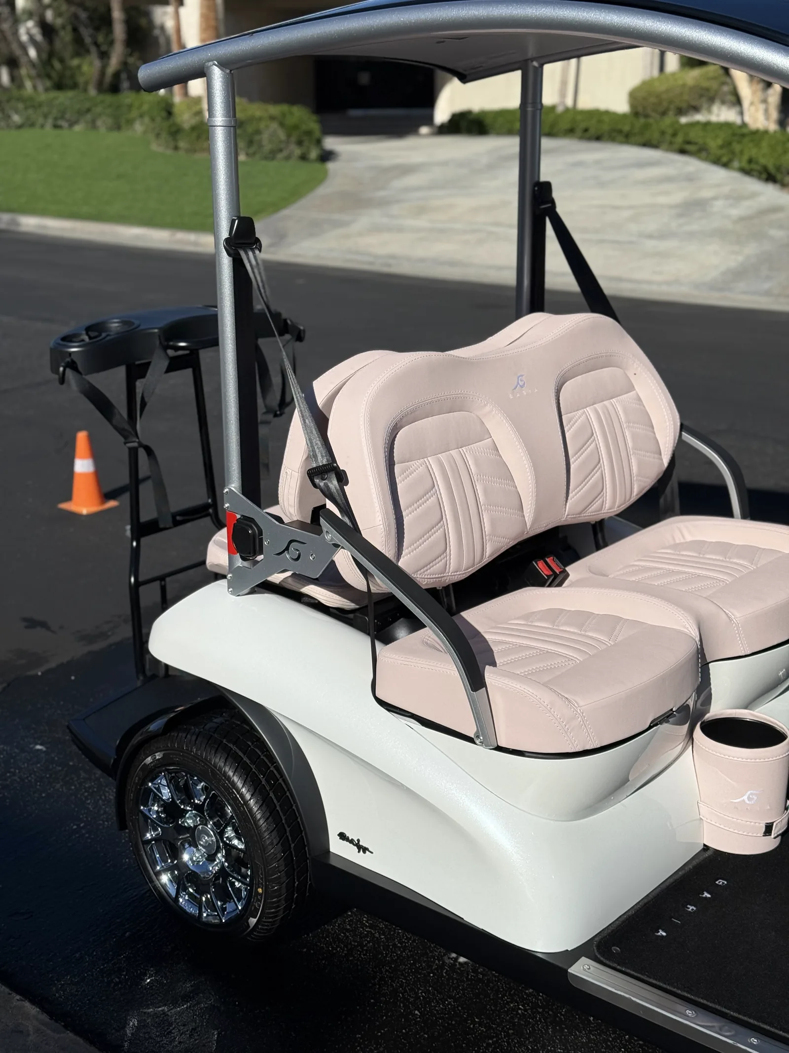 Clean golf cart seating and cabin